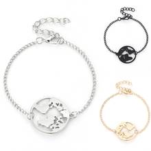 Pulseira de mapa mundi vazada, corrente ajustável de elos, bracelete de aniversário feminino, joias da moda 2024 - compre barato