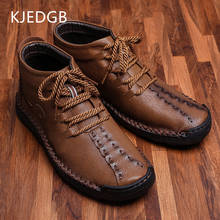 KJEDGB Autumn Winter New Leather Men Boots Keep Warm Snow Boots Men Shoes Male Footwear Fashion Ankle Boots Big Size 39-48 2024 - buy cheap