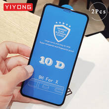 Yiyong protetor de tela de vidro temperado 10d, película protetora completa para iphone 11 pro max x xr xs, iphone 12 mini pro max 2024 - compre barato