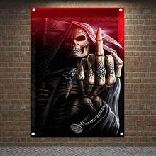 Macabre Art Posters, Tapestry HD Wallpapers Bar Cafe Home Decoration Skull Tattoo Art Banners Flags Wall Hanging Ornaments Mural 2024 - buy cheap