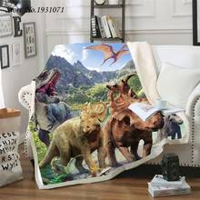 Dinosaur Jurassic 3D Printed Fleece Blanket for Beds Thick Quilt Fashion Bedspread Sherpa Throw Blanket Adults Kids 06 2024 - buy cheap
