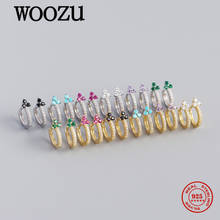 WOOZU Real 925 Sterling Silver Luxury Pave Colorful Zircon Romantic Flower Hoop Earrings For Women Wedding Party Fashion Jewelry 2024 - buy cheap