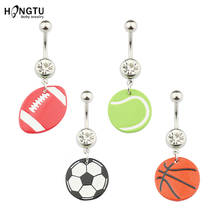 HONGTU-Piercing para el ombligo deportivo, bola colgante, anillos para el ombligo, cristal, acero quirúrgico, 14g, joyería corporal para mujer, 1 unidad 2024 - compra barato