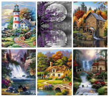 Mosaico completo de pedras para decoração da casa, faça você mesmo, pintura de paisagem, ponto cruz, bordado com miçangas, manual, hobby 2024 - compre barato