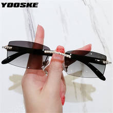 YOOSKE-gafas de sol rectangulares para hombre y mujer, lentes de sol con personalidad de diamante, sin montura, estilo Vintage, con protección UV400 2024 - compra barato