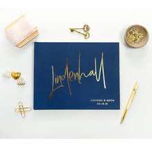 Foil gold Wedding Guestbook personalize navy Modern calligraphy guest book ideas bridal party journal Instax album sign in book 2024 - buy cheap