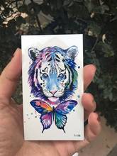 Tatuaje temporal a prueba de agua para hombre y mujer, pegatina de mariposa azul, Tigre, tatuaje Flash, tatuajes falsos, novedad de 2018 2024 - compra barato
