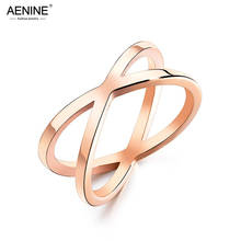 AENINE Fashion Titanium Stainless Steel X-shape Geometric Ring Jewelry OL Style Rose Gold Anniversary Rings For Women AR19167 2024 - buy cheap