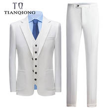 Tian qiong terno masculino, azul escuro cinza borgonha, preto e branco, 3 peças, casamento masculino, terno formal, para escritório e negócios 2024 - compre barato