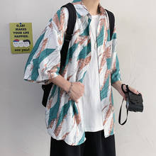 Мужская пляжная рубашка, с принтом, летняя, свободная, с коротким рукавом, с цветочным принтом, в стиле кэжуал, размера плюс г., в Тайланде, Бали, гавайском стиле 2024 - купить недорого