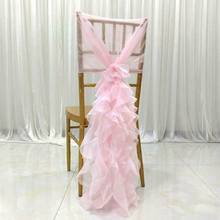 1Pcs Romantic Chiffon Chair Sashes Wedding Chair Hood Cover Decoration Chairs Bow band Belt Ties For Weddings Banquet 2024 - buy cheap