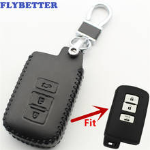 Flybetter couro genuíno 3 botão keyless entrada inteligente chave titular caso capa para toyota camry/avalon/v50 estilo do carro l2102 2024 - compre barato