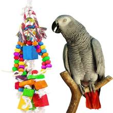 Brinquedo de mordida de papagaio para aves, pingente de madeira com corda de balanço, brinquedo de blocos de pássaros de estimação c42 2024 - compre barato
