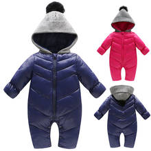 Пуховая одежда для младенцев, Зимняя Детская куртка, комбинезоны, пижамы для малышей, для мальчиков и девочек, детская одежда, костюмы, комбинезон 2024 - купить недорого