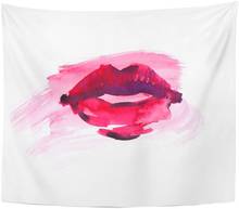 Pink Paint Stain Woman's Bright Lips in Watercolor Tapestry Home Decor Wall Hanging for Living Room Bedroom Dorm 50x60 inches 2024 - buy cheap