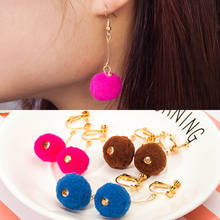 Korean Version Of The Hot Fashion New Earrings Temperament Personality Plush Ball Ladies Long Wholesale Earrings Sales 2024 - buy cheap