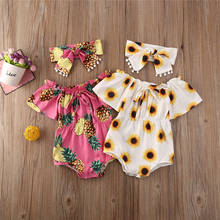 0-24M Newborn Toddler Infant Baby Girl Flower Pineapple print Romper Jumpsuit Playsuit Headband 2PCS Outfits Clothes 2024 - buy cheap