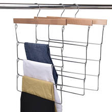 Luxo multifunction calças de madeira cabide 4 camadas organizador dobrável roupas cabides para economizar espaço no armário 2024 - compre barato