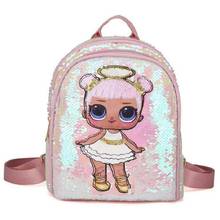 Кукла сюрприз LOL, новинка, Детский рюкзак с блестками, рюкзак с двойной молнией, маленькая свежая милая сумка для детей, праздничный подарок 2024 - купить недорого