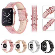 Glitter PU Leather Strap For Apple Watch iWatch Series 1 2 3 4 5 Band 44mm 42mm 40mm 38mm Classic Metal Buckle Watchbands 2024 - buy cheap