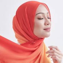Wrinkled Gradient Color Scarves Headscarf Premium Chiffon Long Shawl Hijab Women's Headband Muslim Headwrap Pashmina 180X70cm 2024 - buy cheap