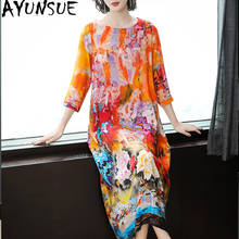 AYUNSUE Summer Silk Floral Dress Women Casual Long Dress Beach Boho Flower Ladies Dresses Large Sizes Vestido De Festa KJ4264 2024 - buy cheap