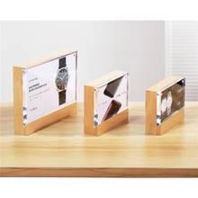 Magnetic Wooden 100*70mm Advertising Poster Sign Stand Acrylic Table Desk Menu Price Label Holder 2024 - buy cheap