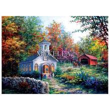 Paisaje de campo completo 5D DIY, pintura de diamantes, cabañas de otoño, bordado de diamantes, mosaico de punto de cruz, decoración del hogar, regalos de navidad 2024 - compra barato