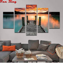 5pcs DIY Diamond Painting Sunset over the sea Full Square Diamond Embroidery Mosaic Picture Of Rhinestone 2024 - buy cheap