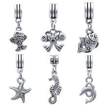 Pingente lindo animal estrela do peixe prata, pulseiras compatíveis com pandora contas para mulheres fazendo joias faça você mesmo sppa1805 2024 - compre barato