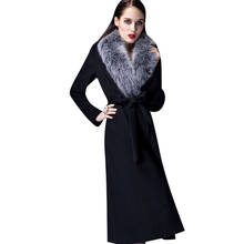 Brand Woolen Coat Woman Autumn Winter Overknee Thick Warm Wool Coat Real Fox Fur Collar Oversize Thickened Woolen Trench 2024 - buy cheap