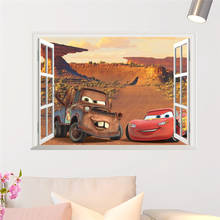 3d молния mcqueen через наклейки на стену домашний Декор Гостиная мультфильм Дисней автомобили наклейки на стену ПВХ художественная Мураль Сделай Сам плакаты 2024 - купить недорого