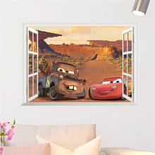 Pegatinas de pared 3d lightning mcqueen, decoración del hogar, sala de estar, coches de disney, calcomanías de pared, mural de pvc, carteles artesanales 2024 - compra barato