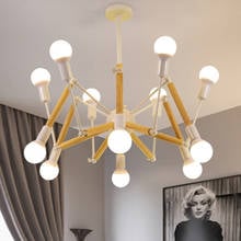 White Wooden Spider chandelier lighting E27 modern loft nordic kitchen chandelier dining room bedroom living room foyer lights 2024 - buy cheap