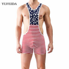 Mens Undershirts Bodysuit Leotard Wrestling Singlet One-Piece Jumpsuits Striped Boxer Shorts Underwear Homme Pajamas Homewear 2024 - buy cheap