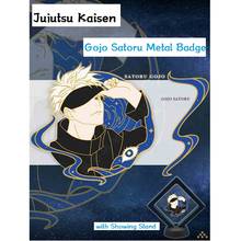 anime Jujutsu Kaisen Gojo Satoru Metal Badges with Showing Stand Delicate Collectible Grade Badge Butterfly Clasp Size 5*5cm 2024 - buy cheap