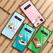 Capa de celular japonesa com vidro temperado para sushi, capinha para samsung galaxy a6, a6p, a8, j6, j8 2018, note 8, 9, s8, s9, s10 plus 2024 - compre barato