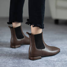 2020 Winter Hot Ankle Boots Women Casual Chelsea Boots Thick Heel Keep Warm Short Ladies Booties Brown Black size31 32 33 40 43 2024 - buy cheap