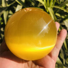 Reiki-bola de cristal Natural, accesorio de decoración para el hogar, Ojo de gato de cristal amarillo, accesorios para curación 2024 - compra barato