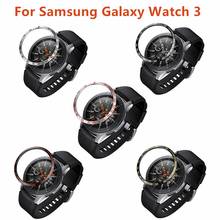 Anel de moldura para relógio samsung, galaxy watch 3 45mm 41mm gear s3 frontier, capa anti-arranhão de metal para relógio inteligente 2024 - compre barato