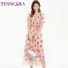 TESSCARA-vestido de lujo de malla con lentejuelas para mujer, vestido elegante de fiesta, boda, diseño Vintage, alta calidad, Verano 2024 - compra barato