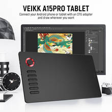 VEIKK A15 Pro Graphics Tablet  8192 Level Battery-free Pen Digital  Tablet With 12 Keys and Scroll wheel  For Drawing Game 2024 - buy cheap