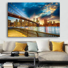 Большой Бруклинский мост в сумерках пейзаж плакаты холст картины настенные художественные картины гостиная декоративные настенные художественные принты 2024 - купить недорого