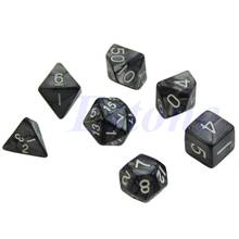 7x Black Sided Dice D4 D6 D8 D10 D12 D20 For D&D RPG Poly Game Set 2024 - buy cheap