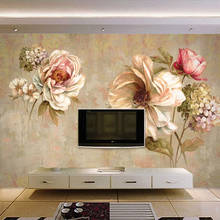Papel de parede foto personalizada para paredes 3d, estilo europeu, pintura a óleo retrô, flores, quarto, sala de estar, plano de fundo, mural de parede 2024 - compre barato