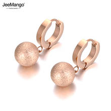 JeeMango Office Style Frosted Ball Hoop Earrings For Women Rose Gold Titanium Stainless Steel Party Earrings Jewelry JE19221 2024 - buy cheap