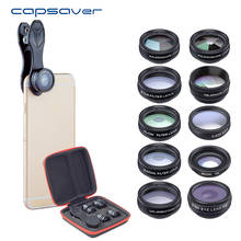 Capsaver-Kit de lentes de cámara de teléfono 10 en 1, Macro de ojo de pez Universal, gran angular, para iphone, Xiaomi, Samsung, Huawei, Android, móvil 2024 - compra barato