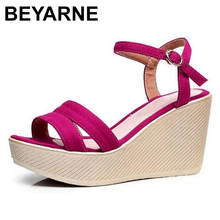 BEYARNE size 33-43 women wedge sandals summer shoes 2019 ankle buckle platform sandals women high heels office shoe 2024 - buy cheap