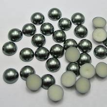 100 Dark grey Half Pearl Bead 12mm Flat Back Scrapbook Craft 2024 - buy cheap