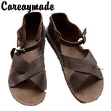 Careaymade-летние винтажные кожаные удобные универсальные римские сандалии с открытым носком и пряжкой из мягкой кожи 2024 - купить недорого